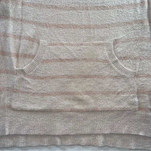 NWT Barefoot Dreams CozyChic Lite Striped Raglan Sweater Pink Cream Size Small - Picture 3 of 10
